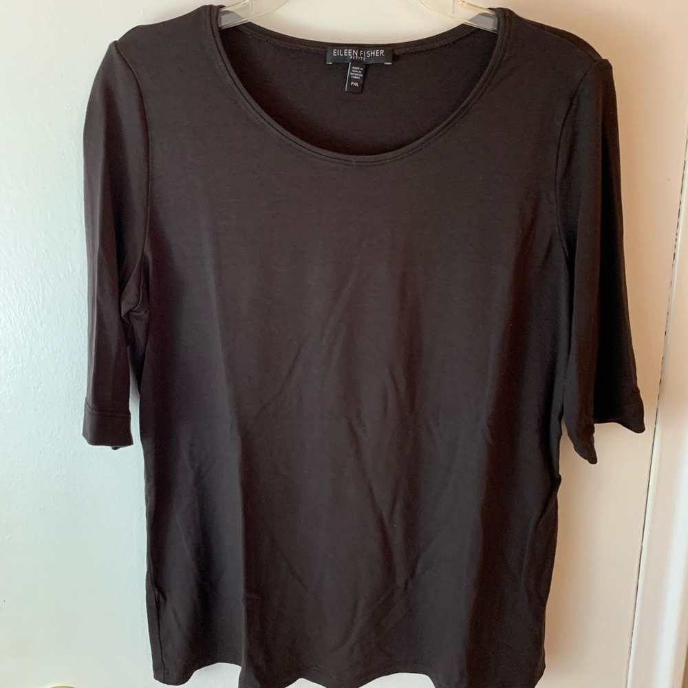 Eileen Fisher brown half sleeve pullover
